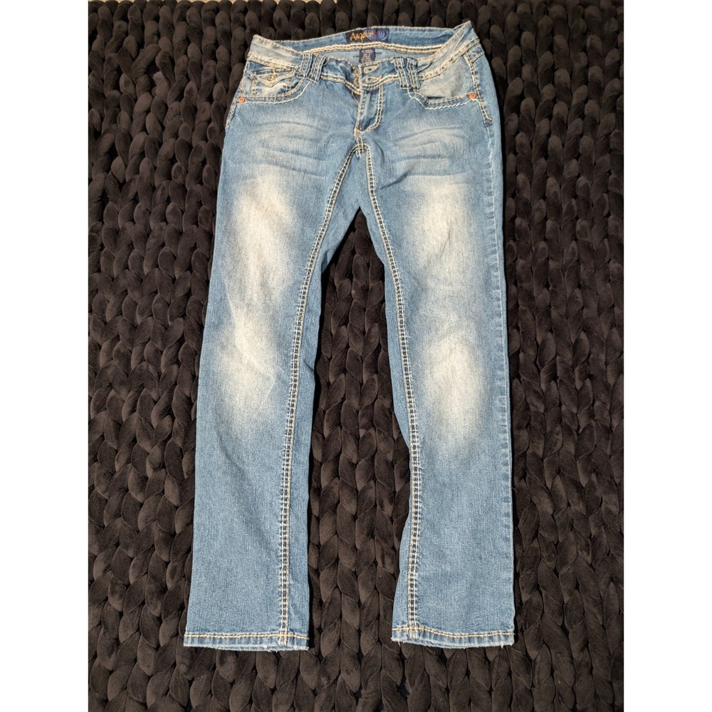Angels Jeans Women's Light wash Bootcut Denim Jeans with Flap Pockets Size 9 Y2K